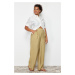 Trendyol Curve Oil Green Wideleg Woven Fabric Trousers