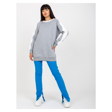 Basic grey-white sweatshirt tunic made of cotton RUE PARIS