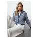 Trendyol Blue Soft Texture Color Block Knit Cardigan