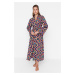 Trendyol Purple Geometric Pattern Beach Kimono & Beach Caftan