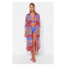 Trendyol Floral Print Midi Woven 100% Cotton Kimono & Caftan