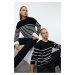 Trendyol Black Slim Couple Crew Neck Striped Knitwear Sweater