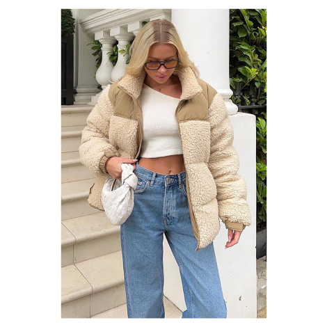 Madmext Beige Plush Oversize Coat