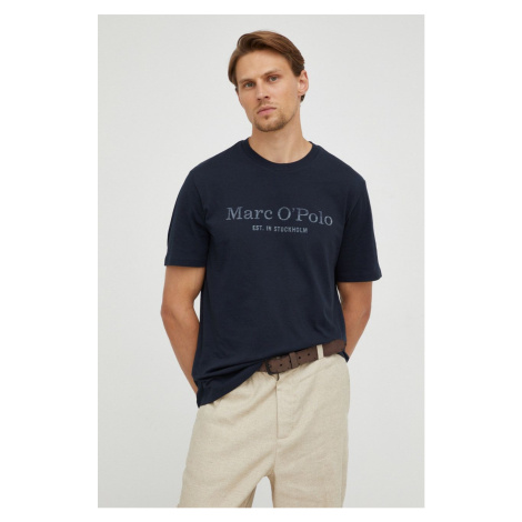 Bavlnené tričko Marc O'Polo tmavomodrá farba, s potlačou