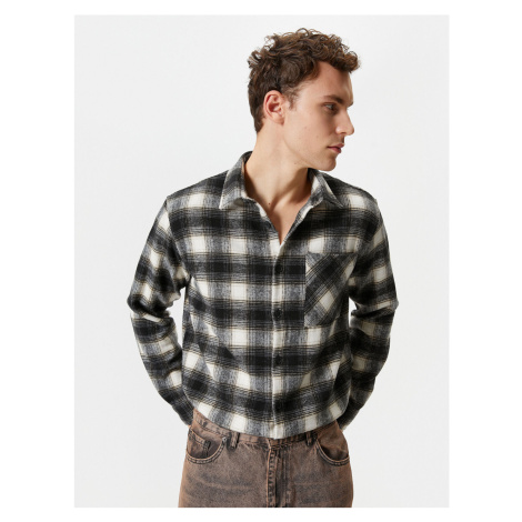 Koton Men's Ecru Plaid Shirt