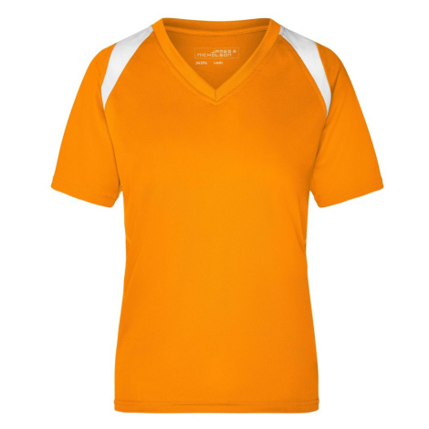 James & Nicholson Dámske bežecké tričko s krátkym rukávom JN396 - Oranžová / biela