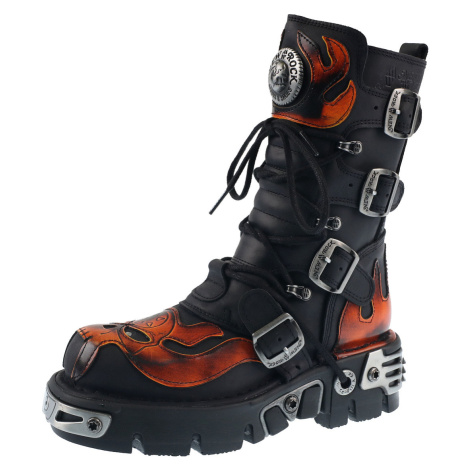 topánky kožené NEW ROCK Vampire Boots (107-S1) Black-Orange Čierna červená