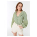 Trendyol Mint Collar Lace Detailed Woven Shirt