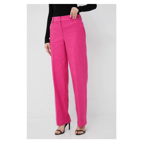 Nohavice Selected Femme dámske, ružová farba, rovné, vysoký pás