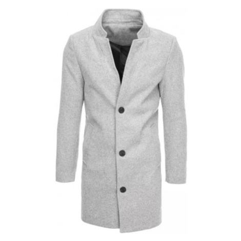 Pánsky dlhý jednoradový kabát v sivej farbe DStreet