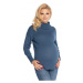 Modrý klasický tehotenský sveter s rolákom