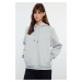 Trendyol Gray Melange Thick Inside Fleece Pocket Hooded Regular/Normal Fit Knitted Sweatshirt