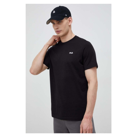Bavlnené tričko Fila Berloz čierna farba, jednofarebné, FAM0340