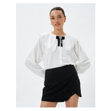 Koton Baby Collar Shirt with Balloon Sleeves and Buttoned Viscose