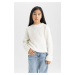 DEFACTO Girl's Standard Fit Crew Neck Sweater