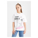 DEFACTO Girl Oversize Fit Crew Neck Printed Short Sleeve T-Shirt