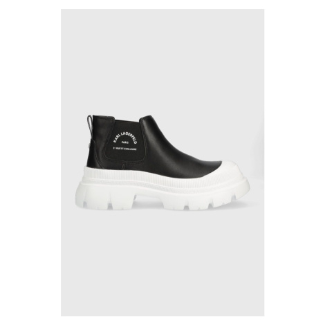 Topánky chelsea Karl Lagerfeld TREKKA MAX dámske, čierna farba, na platforme, KL43530