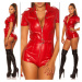 Sexy KouCla Leatherlook Jumpsuit with Zips red