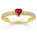 Thomas Sabo TR2448-995-10-56 Gold-plated solitaire prstýnek with red stone + zirconia