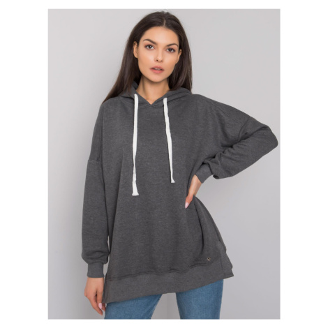 Dark grey melange plain hoodie