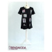Čierne dámske tričko s perličkami  T06