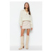 Trendyol Beige Faux Leather A-line Mini Length Woven Skirt