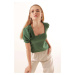 Bigdart 0409 Square Neck Knitted Blouse - Emerald