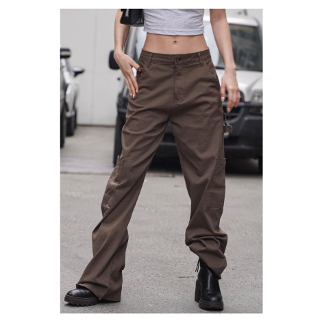 Madmext Brown Straight Fit Cargo Pants