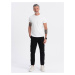 Ombre Men's pants with cargo pockets and leg hem - black