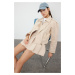 Trendyol Beige Regular Pattern Knitted Cashmere Crop Biker Thin Jacket Coat