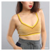 Top Puma V-Neck Velour Crop Top Yellow