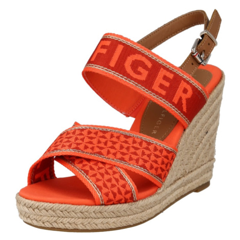 TOMMY HILFIGER Remienkové sandále  koralová / oranžovo červená / koňaková