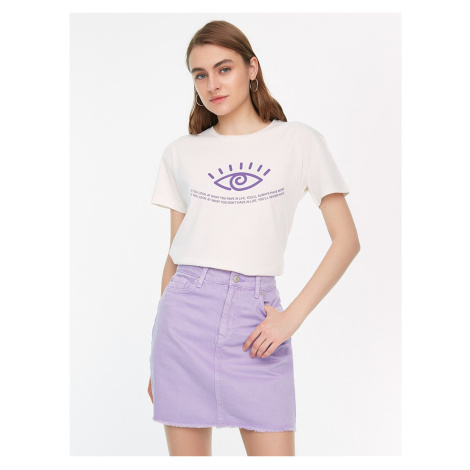 Light Purple Denim Mini Skirt Trendyol - Women