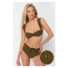 Trendyol Khaki Balcony Bikini Top