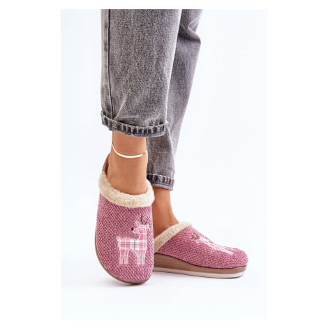 Women's Slippers With Reindeer And Fur Inblu CT000034 Pink