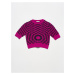 Dilvin 10159 Crew Neck Short Sleeve Sweater-raspberry