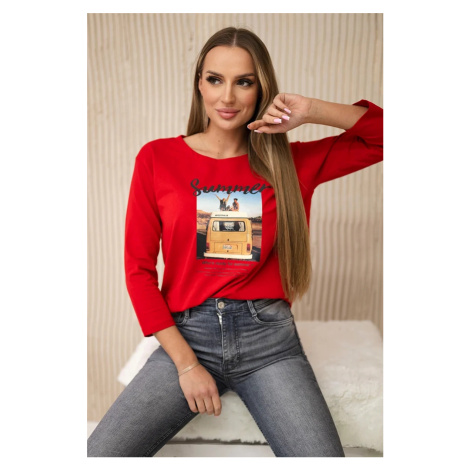 Blouse with Summer car print red