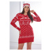 Christmas set sweater + hat + socks above the knee red