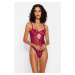 Trendyol Fuchsia Lace Window/Cut Out Detailed Snap Body