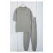 Trendyol Gray Oversize/Wide Cut Printed T-Shirt Tracksuit Bottom-Top Set