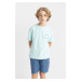 DEFACTO Boy's Crew Neck Printed Short Sleeve T-Shirt