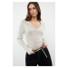 Trendyol Stone Sleeve Detailed Polo Neck Knitwear Sweater