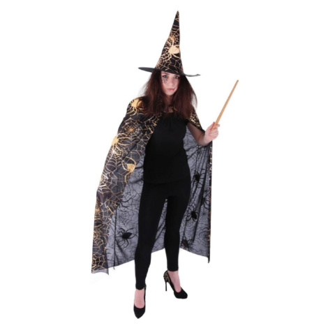 Rappa Čarodejnícky plášť s klobúkom a pavučinou pre dospievajucich Halloween