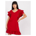 Cotton minidress burgundy color with frills