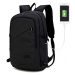 KONO unisex batoh s USB portom - černý - 20L