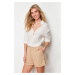 Trendyol Beige 100% Tencel™ Elastic Waist Denim Shorts