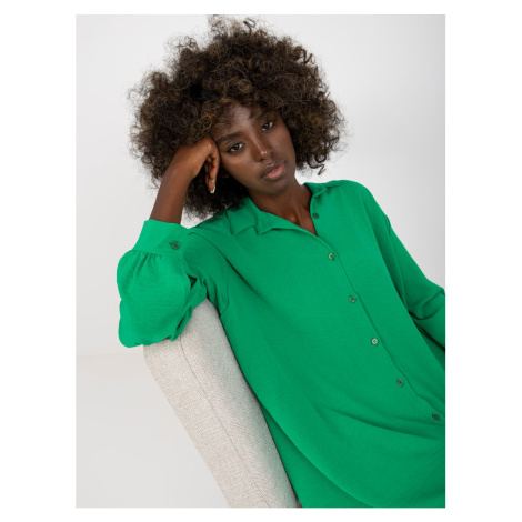 Light green asymmetrical shirt dress with a collar