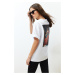 Trendyol White 100% Cotton Oversize/Wide-Fit Back and Front Printed Knitted T-Shirt