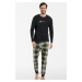 Pánske pyžamo Italian Fashion Seward - dlhé bavlnené Tmavo sivá - zelená