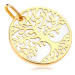 Prívesok v žltom zlate 585 - biely perleťový kruh so stromom života